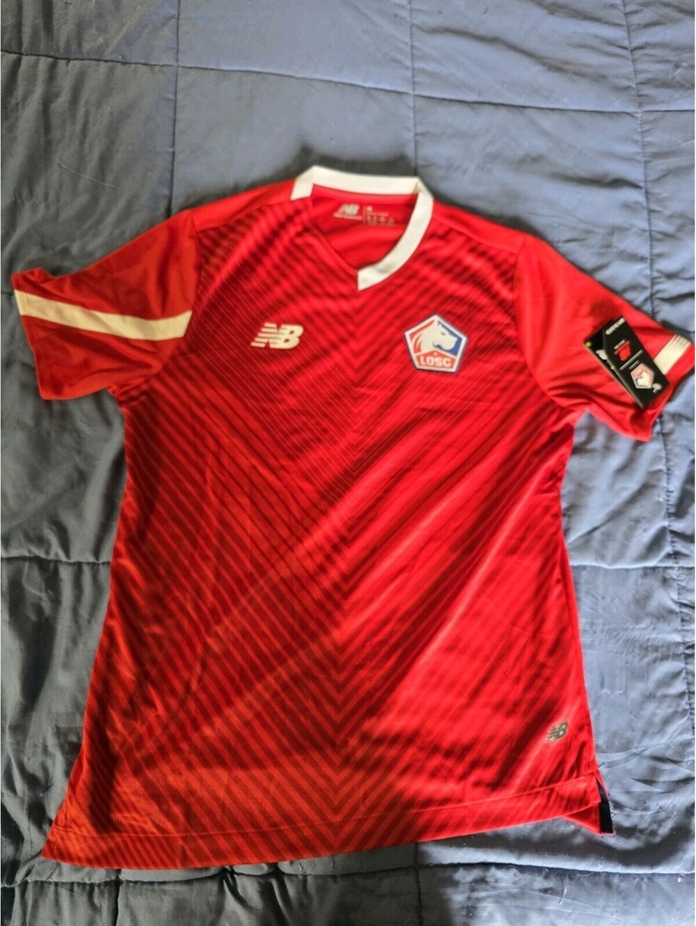 losc lille New Balance Blank Jersey Men's Size Medium Red NB Dri-Fit